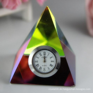 Kristall Uhr / Uhr Pyramide für Dekoration Geschenk